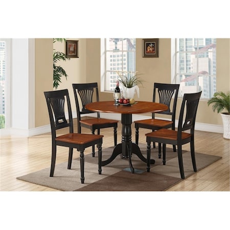 East West Furniture 5 Piece Small Kitchen Table and Chairs Set-Table and 4 Dinette Chairs DLPL5-BCH-W